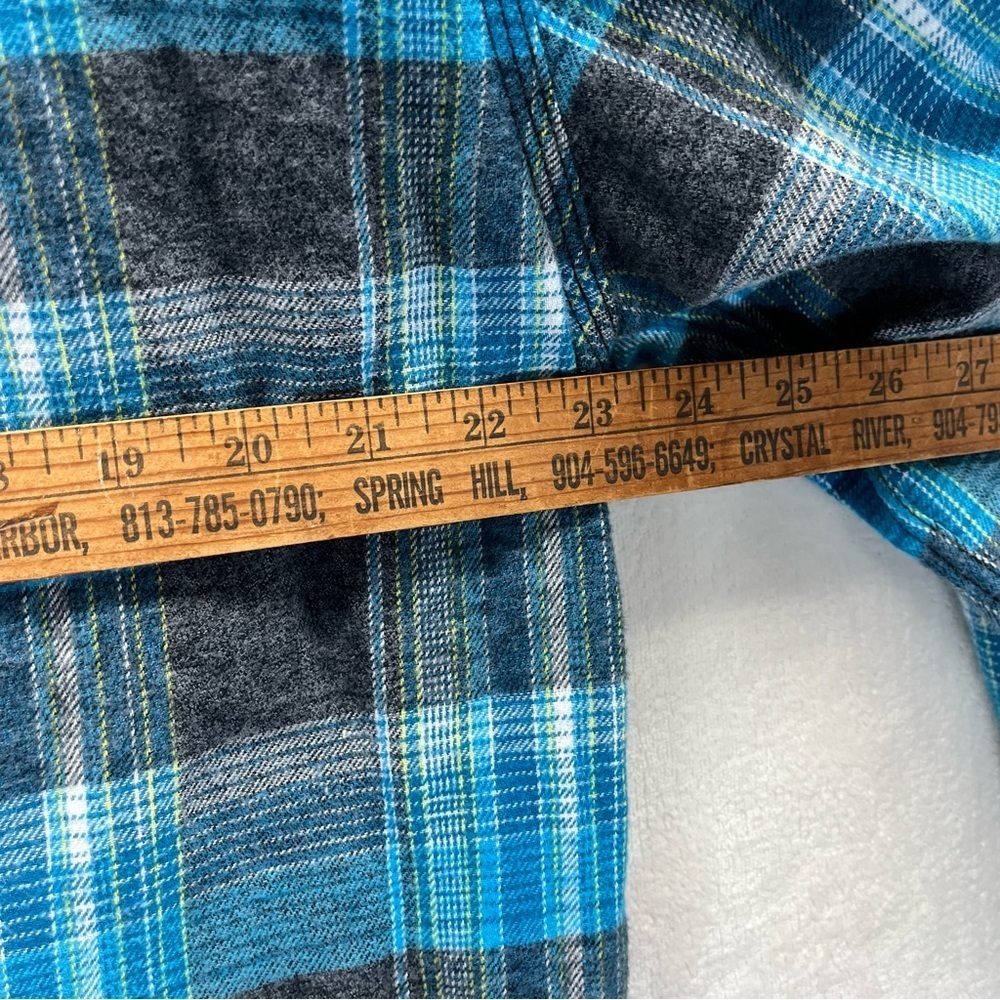 Vintage No Fear Blue Long Sleeve Button-Up Flannel Shirt XL Skater 90’s Emo - Picture 9 of 10